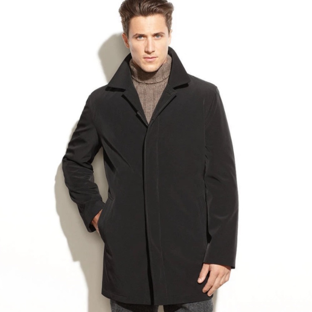 Kenneth Cole New York Single Button Trench Black Coat